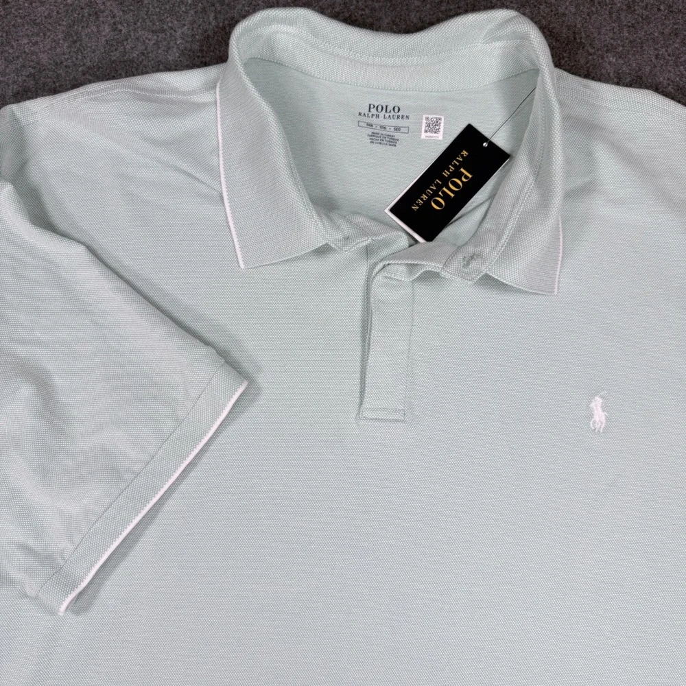 Polo Ralph Lauren Mens 5XB Mint Green Pique Polo Shirt Short Sleeve 711963494002